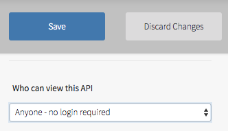 “Anyone” selected under “Who can view this API” dropdown.