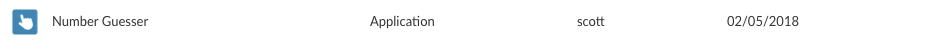 An example of compact view, a row showing a shiny application called “Number Guesser”