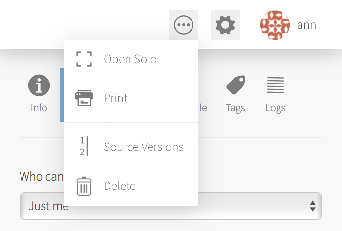 Menu with “Open Solo” displayed.