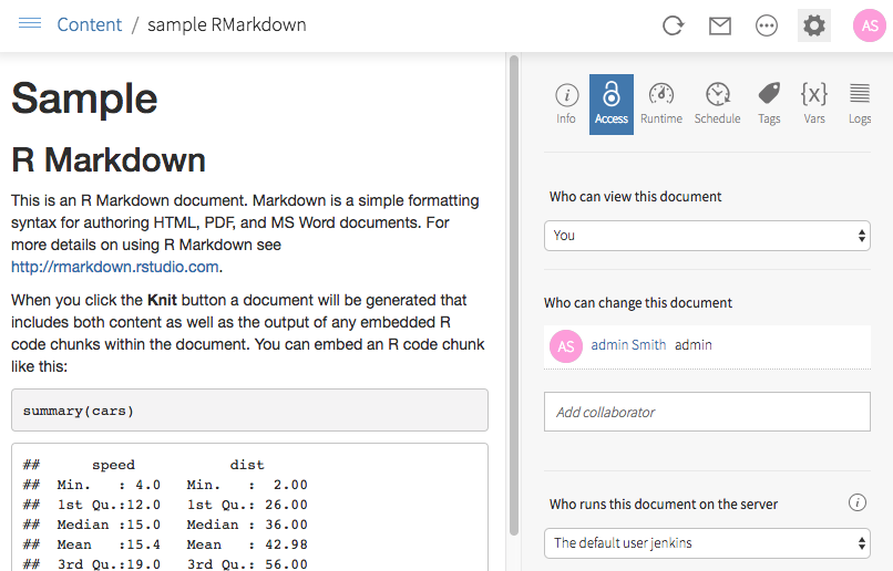 Example of a running application