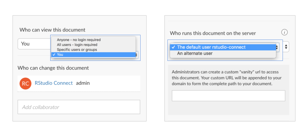 Access settings panel