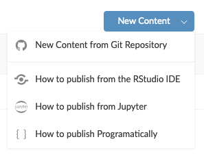 New Content from Git Repo menu