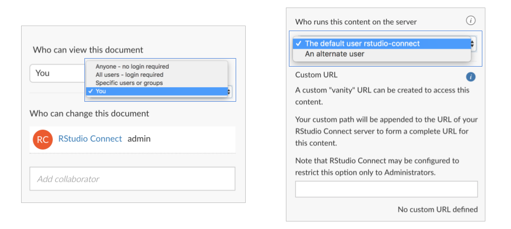 Access settings panel