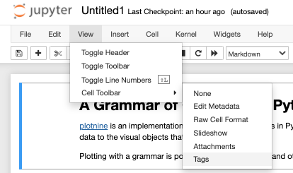 Enable Tags in the Cell Toolbar menu