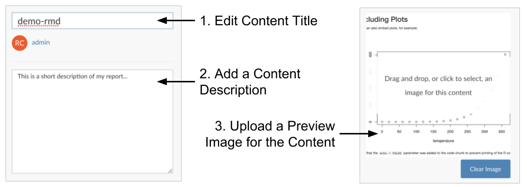 Info tab showing title, description, owner, and image
fields