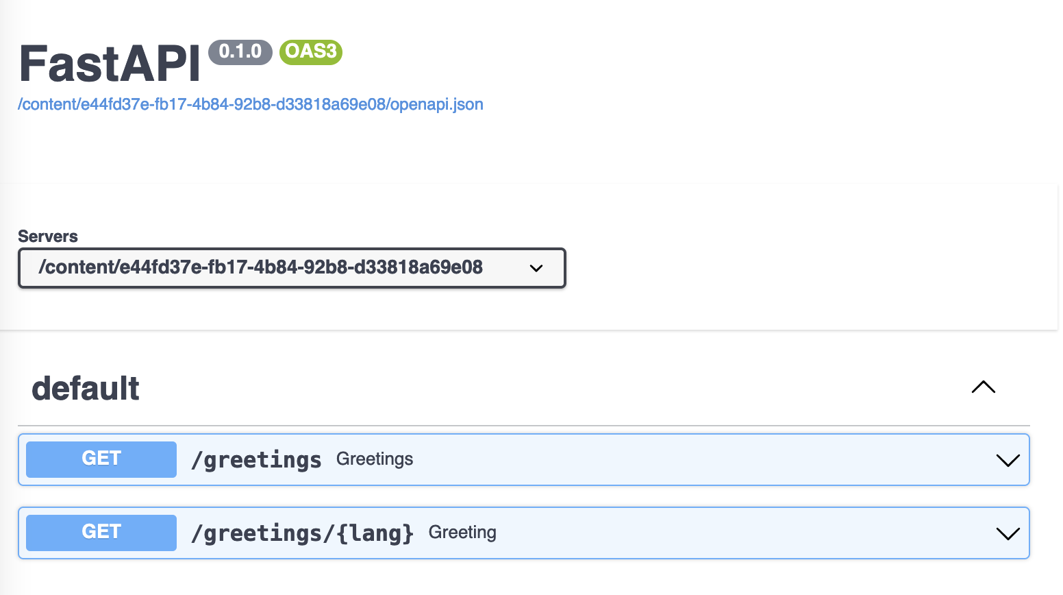 Example FastAPI Swagger documentation.