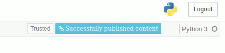 Notification that the notebook was published successfully.