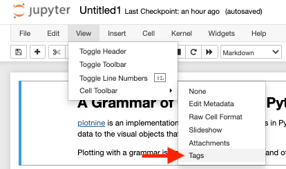 Enable Tags in the Cell Toolbar menu.