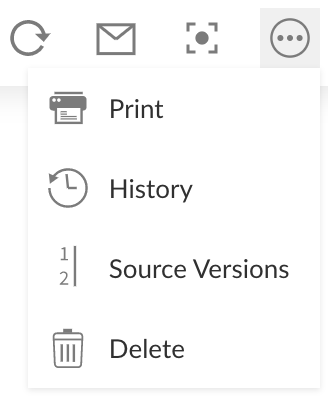 R Markdown History selection in More menu.