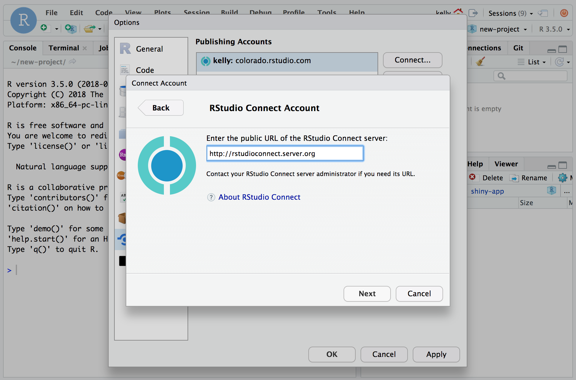 Posit Connect account configuration.